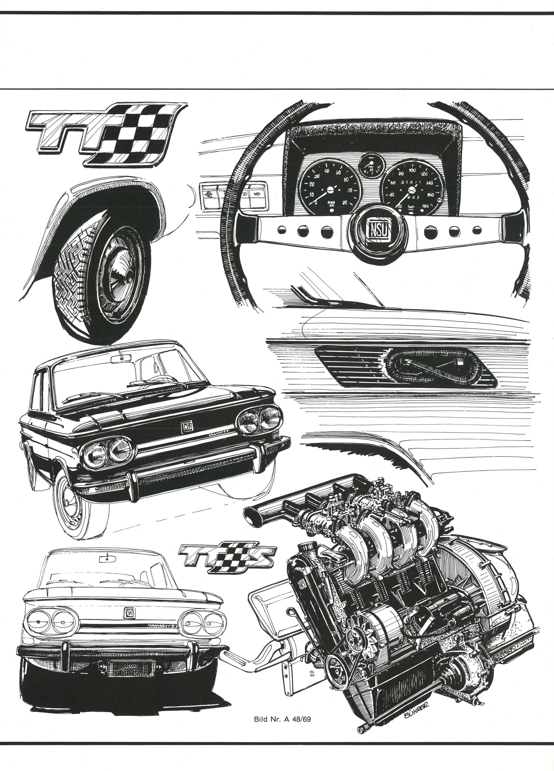 A drawing with details of NSU TT and NSU TTS.